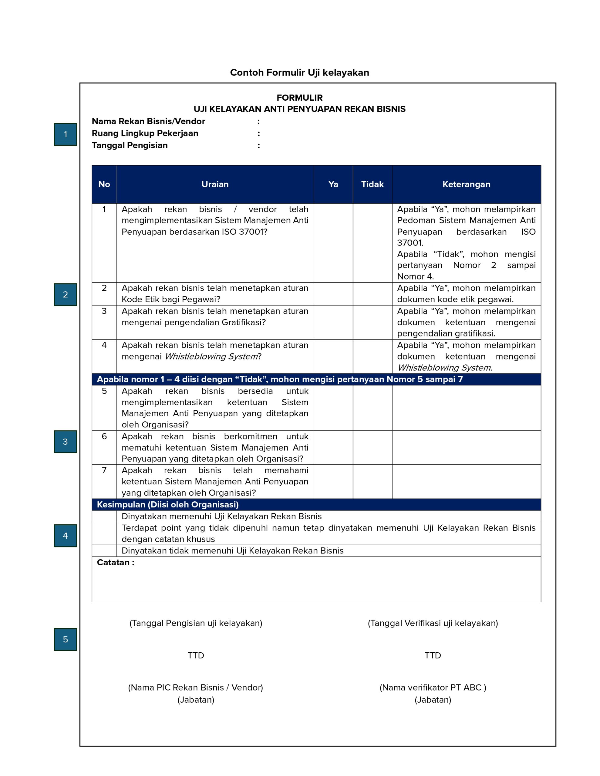 Contoh Formulir Uji Kelayakan